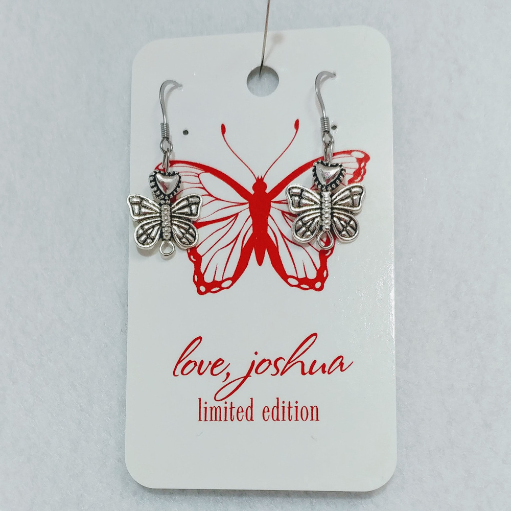 NWT Silver tone Butterfly earrings